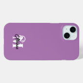 Lila minimalistisch monogrammatisch Case-Mate iPhone hülle (Rückseite (Horizontal))
