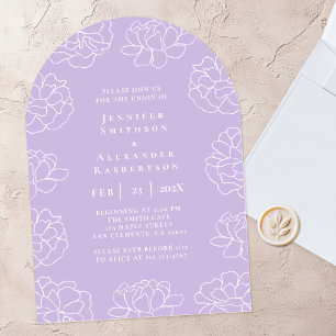 Lila Minimalistische Botanische Hochzeitseinladung Einladung