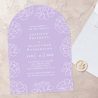 Lila Minimalistische Botanische Hochzeitseinladung Einladung