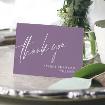 Lila Minimalistische Hochzeit Dankeschön Karte
