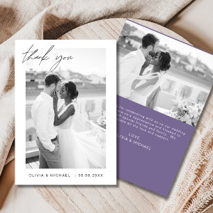 Lila Minimalistische Hochzeit Dankeschön Karte
