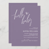 Lila Minimalistische Kinderdusche Einladung (Vorne/Hinten)