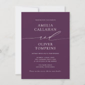 Lila Minimalistische zweiseitige Einladung zur Hoc (Vorderseite)