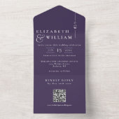 Lila Minimalistischer QR-Code All In One Einladung (Innen Boden)