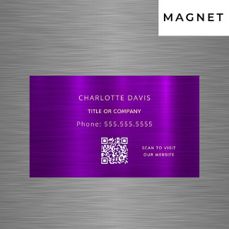 Lila, minimalistischer QR-Code Magnetische Visitenkarte