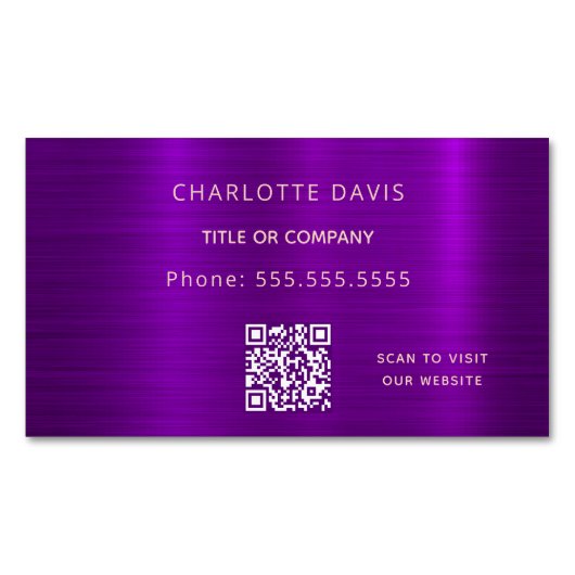 Lila, minimalistischer QR-Code Magnetische Visitenkarte (Vorderseite)