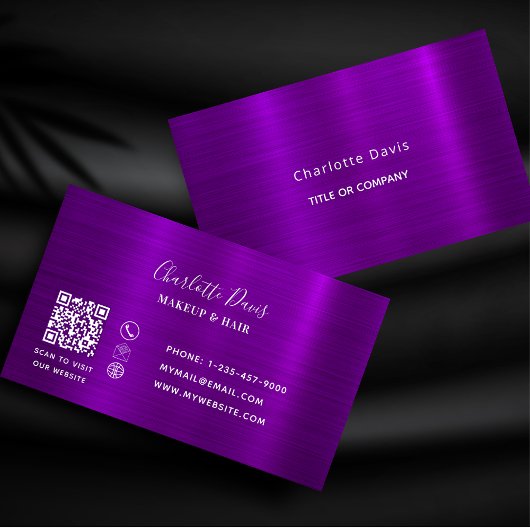 Lila, minimalistischer QR-Code Visitenkarte
