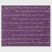 Lila Minimalistischer Skripttextschneefall Geschenkpapier (Flach)