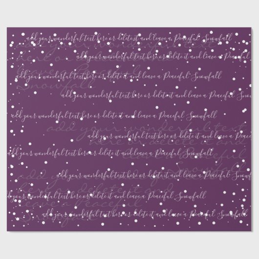 Lila Minimalistischer Skripttextschneefall Geschenkpapier (Flach)