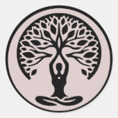 Lila Minimalistischer Yoga Tree of Life Runder Aufkleber (Vorderseite)
