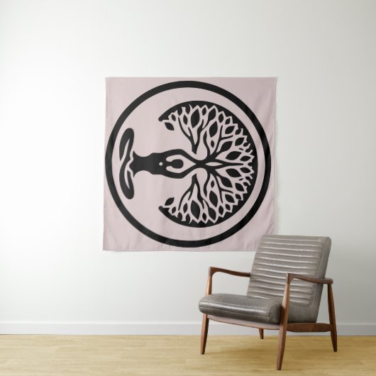 Lila Minimalistischer Yoga Tree of Life Wandteppich (Beispiel (Horizontal))