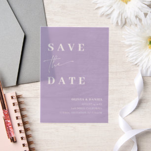Lila Minimalistisches Elegant Save the Date Pergament Einladungen