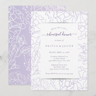 Lila Minimalistisches Hochzeitsessen Probe Einladung