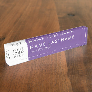 Lila Minimalistisches Logo Namensplakette