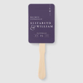 Lila Minimalistisches Mongram Hochzeitsprogramm Fächer (Vorderseite)