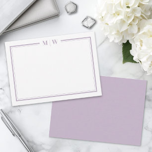 Lila minimalistisches Monogramm Mitteilungskarte