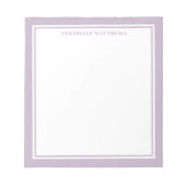 Lila minimalistisches Monogramm Notizblock (Vorderseite)