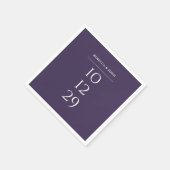 Lila Minimalistisches Sonderdatum Hochzeit Serviette (Ecke)