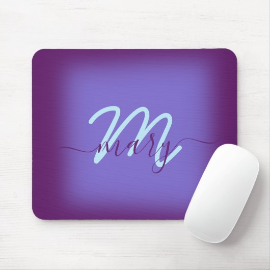 Lila Minimalname Monogramm Mousepad (Mit Mouse)