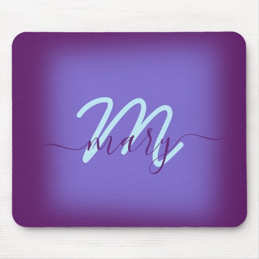 Lila Minimalname Monogramm Mousepad (Vorne)