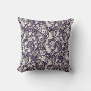 Lila Mint Paisley Pillow Kissen