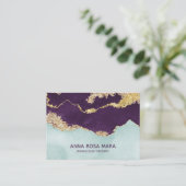 *~* Lila Minze Blue Geode Gold Glitzer Agate Visitenkarte (Stehend Vorderseite)