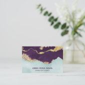 *~* Lila Minze Blue Gold Glitzer Agate Geode Visitenkarte (Stehend Vorderseite)