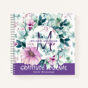 Lila Minze Blume Dankbarkeit Sessing Journal Notizblock