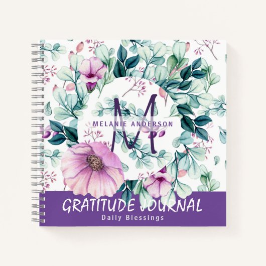 Lila Minze Blume Dankbarkeit Sessing Journal Notizblock (Vorderseite)