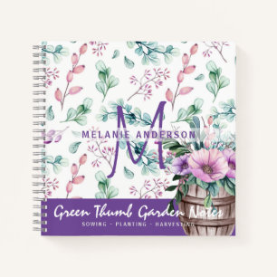Lila Minze Blumengärtner Journal Gardenning Notizblock