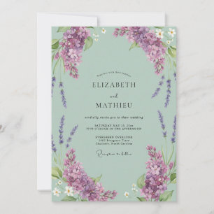 Lila Minze-Hochzeit mit Wisteria Einladung