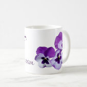 Lila Miriam-Name  Pansy floral boho Kaffeetasse (VorderseiteRechts)