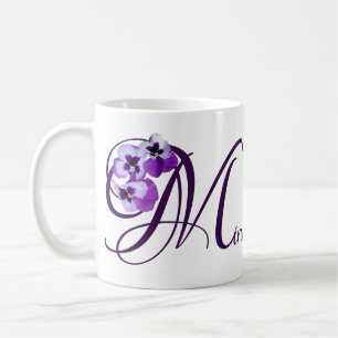 Lila Miriam-Name Pansy floral boho Kaffeetasse