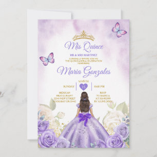 Lila Mis Quince Lavender 15 Anos Silver Crown Einladung