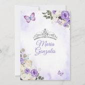 Lila Mis Quince Lavender 15 Anos Silver Crown Einladung (Rückseite)