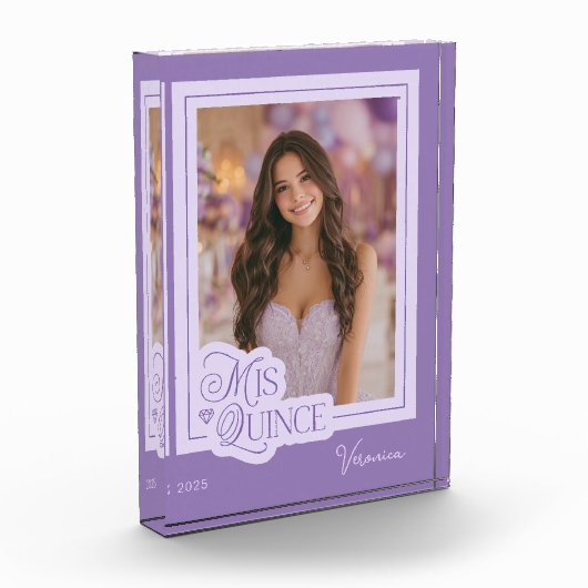Lila Mis Quince Quinceañera Foto Akrylic Block (Links)