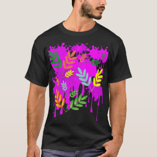 Lila Mischung mit farbigen Blätter T-Shirt