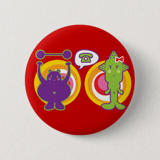 Lila & Miss Green Niedlich Cartoon Character Button