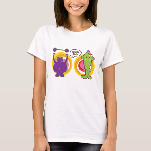 Lila & Miss Green Niedlich Cartoon Character T-Shirt (Vorderseite)