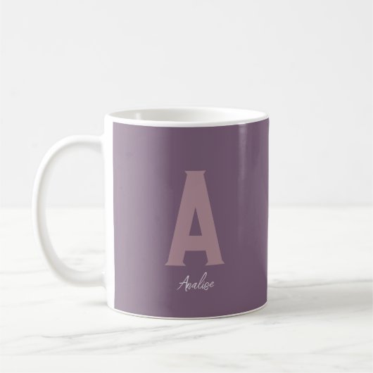 Lila Mist-Monogramm Kaffeetasse (Links)