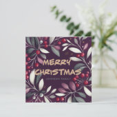 Lila Mistletoskranz Feiertagskarte (Stehend Vorderseite)