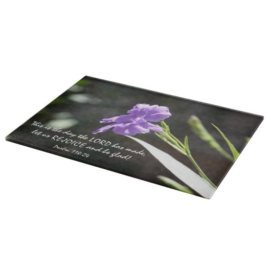 Lila mit Blumenblüte mit Scripture-Vers, Psalm Schneidebrett (Ecke)