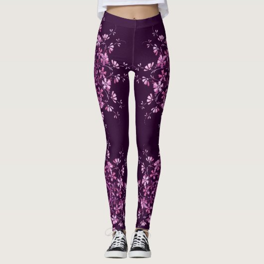 Lila Mit Blumenmandala. Leggings (Vorderseite)