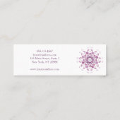 Lila Mit Blumenmandala. Text Mini Visitenkarte (Rückseite)