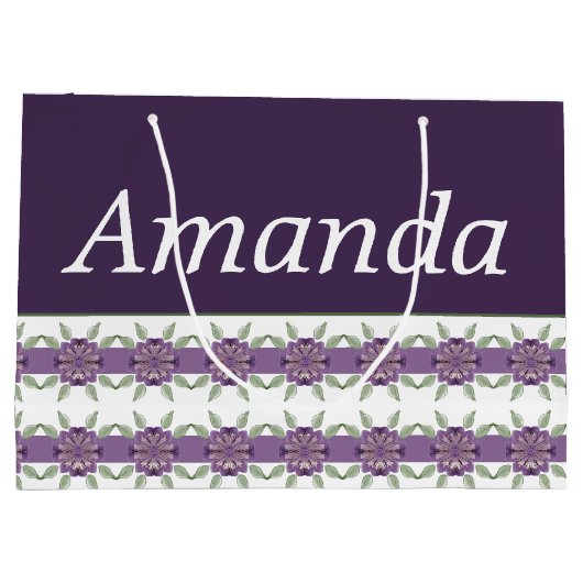 Lila mit Blumenmuster Große Geschenktüte (Rückseite)