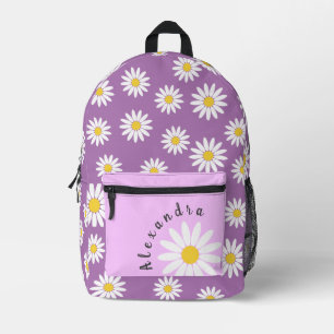Lila mit Daisy und Name Bedruckter Rucksack