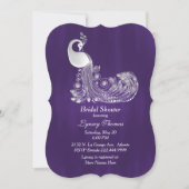 Lila mit dem White Peacock Brautparty Einladung (Vorderseite)