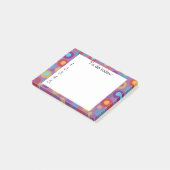 Lila mit farbigen Punkten Post It Note Post-it Klebezettel (angewinkelt)