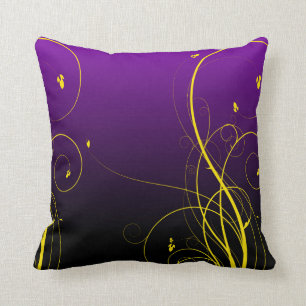 Lila mit gelbem Blüh-Design-Kissen Kissen