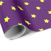 Lila mit Gelbstars Geschenkpapier (Rolleneckpunkt)